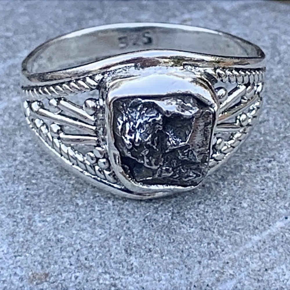 Meteorite Sterling Silver Ring - image 1